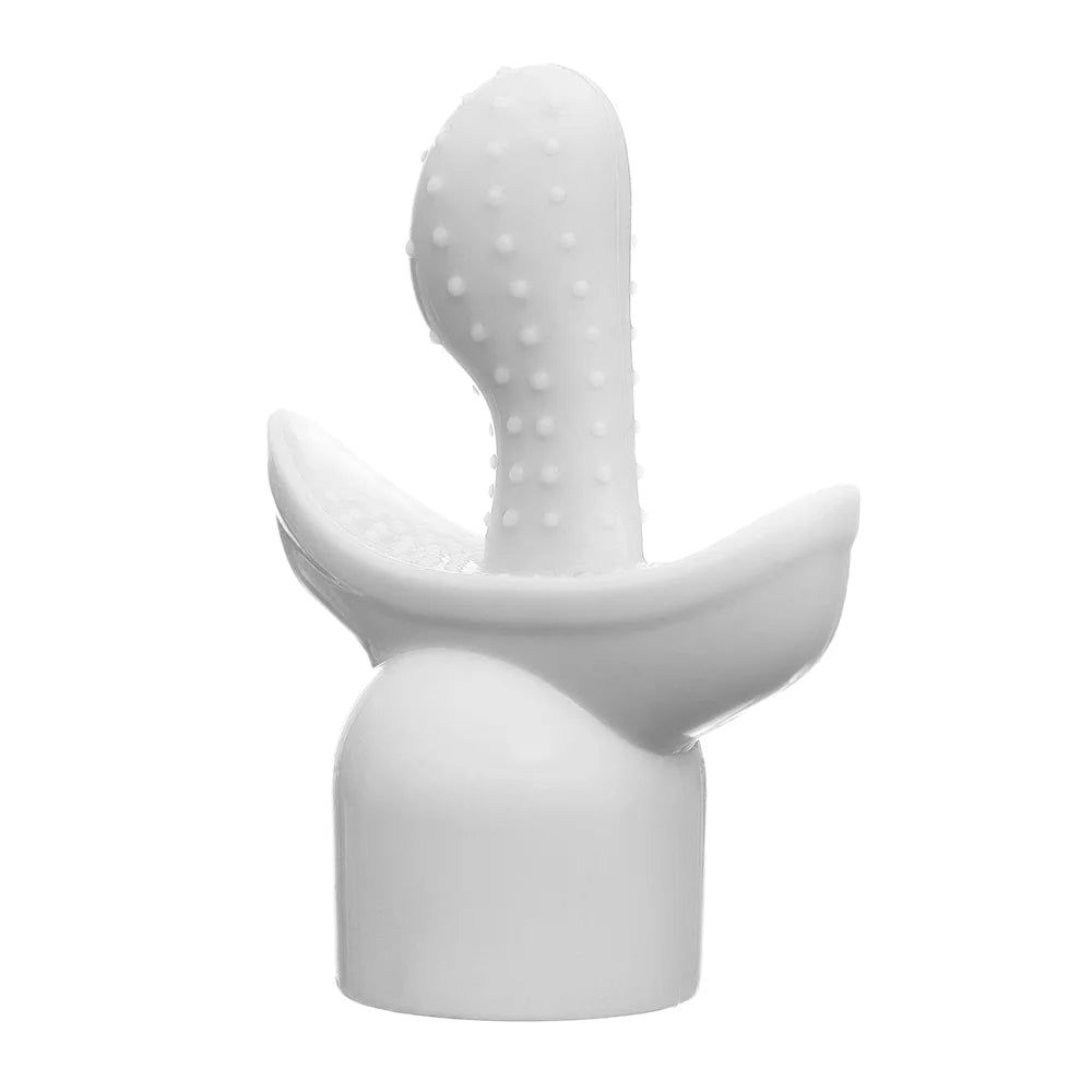 Product picture on a white background of the G-Tip attachment in white. This attachment fits over the massage head of the Hitachi range of personal massagers which are the Magic Wand Original, Magic Wand Rechargeable and Magic Wand Plus.