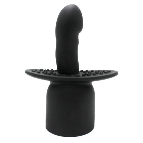 Product picture of the G-Tip Slide, which is an aftermarket pleasure attachment that fits over the massage head of the Magic Wand Rechargeable, Magic Wand Plus, and Magic Wand Original. It's insertable head and shaft will stimulate a womans G-Spot.