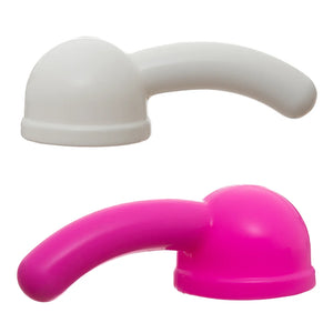 Main product picture on a white background of the G-Curve attachment in pink and white. This attachment fits over the massage head of the Magic Wand Original, Magic Wand Rechargeable and Magic Wand Plus.