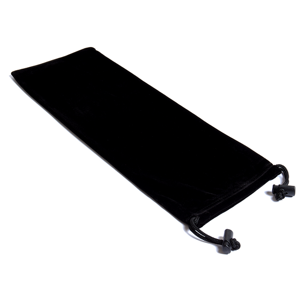 Third product shot of the Hitachi Magic Wand massager black drawstring storage bag on a plain white background.